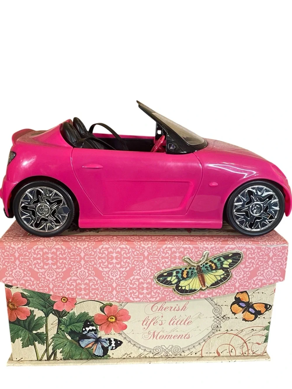 Barbie Glam Convertible Toy Car Mattel 2009 Patterned Seats Working Setabelts
